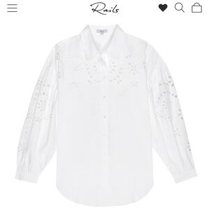 NWT Rails Alister button down shirt too poplin eyelet embroidery XS